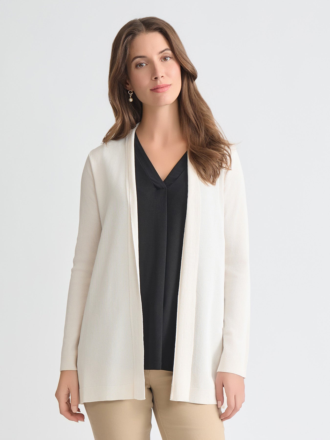 トップス PLAY Round Neck Cardigan White Open Front Icon Cardigan