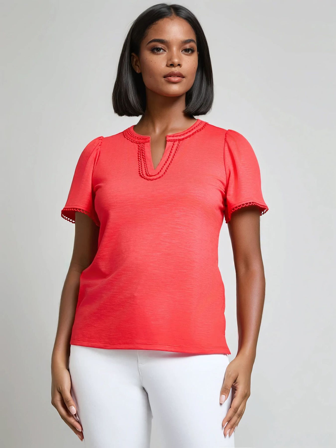 Pleated-Sleeve Top - Petite