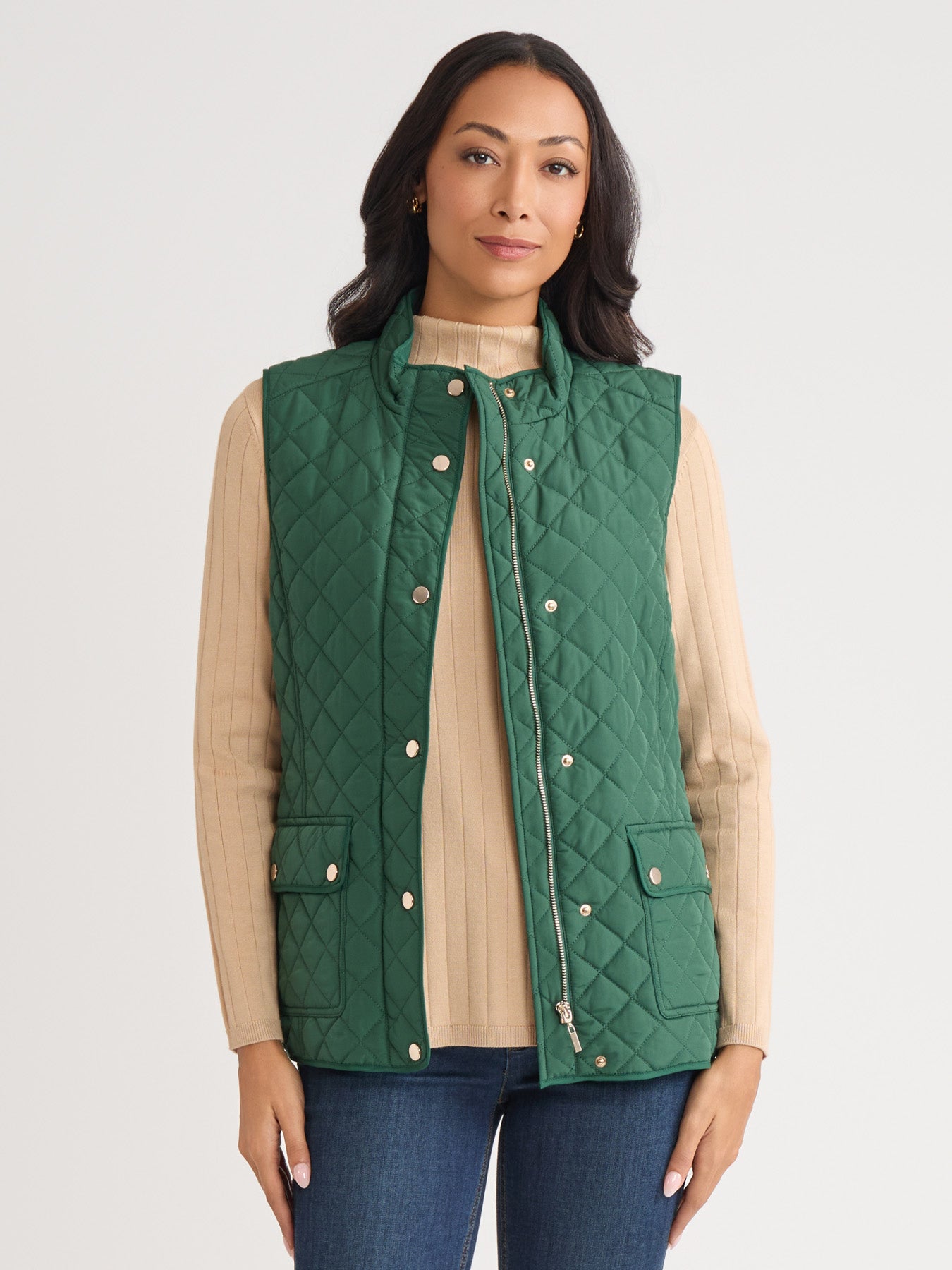トップス pledge multi pockets design vest Zip-Front Quilted Vest