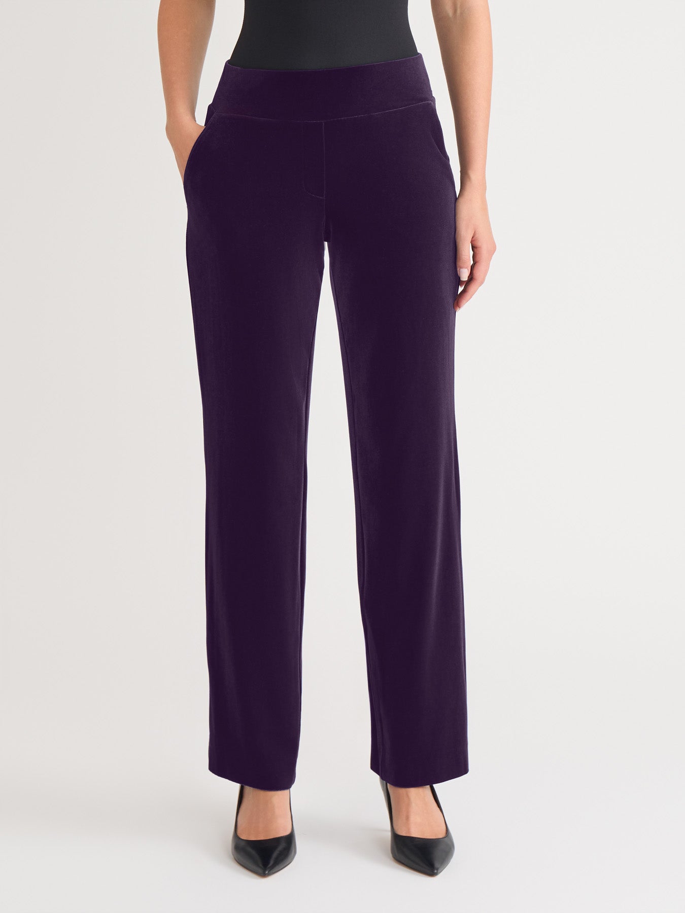 Pull-On Velour Straight Leg Pants