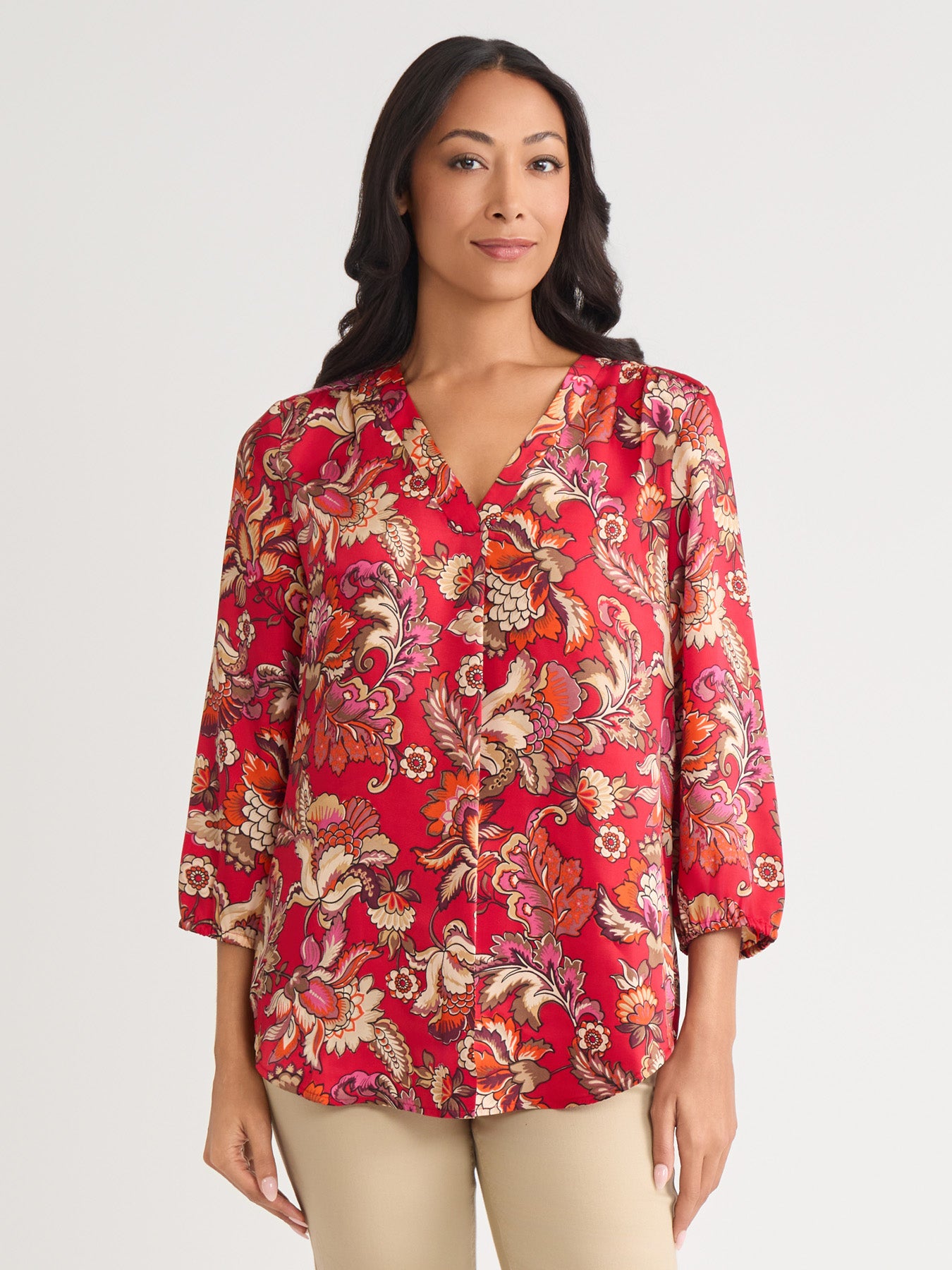 V-Neck Pleated Kelly Blouse