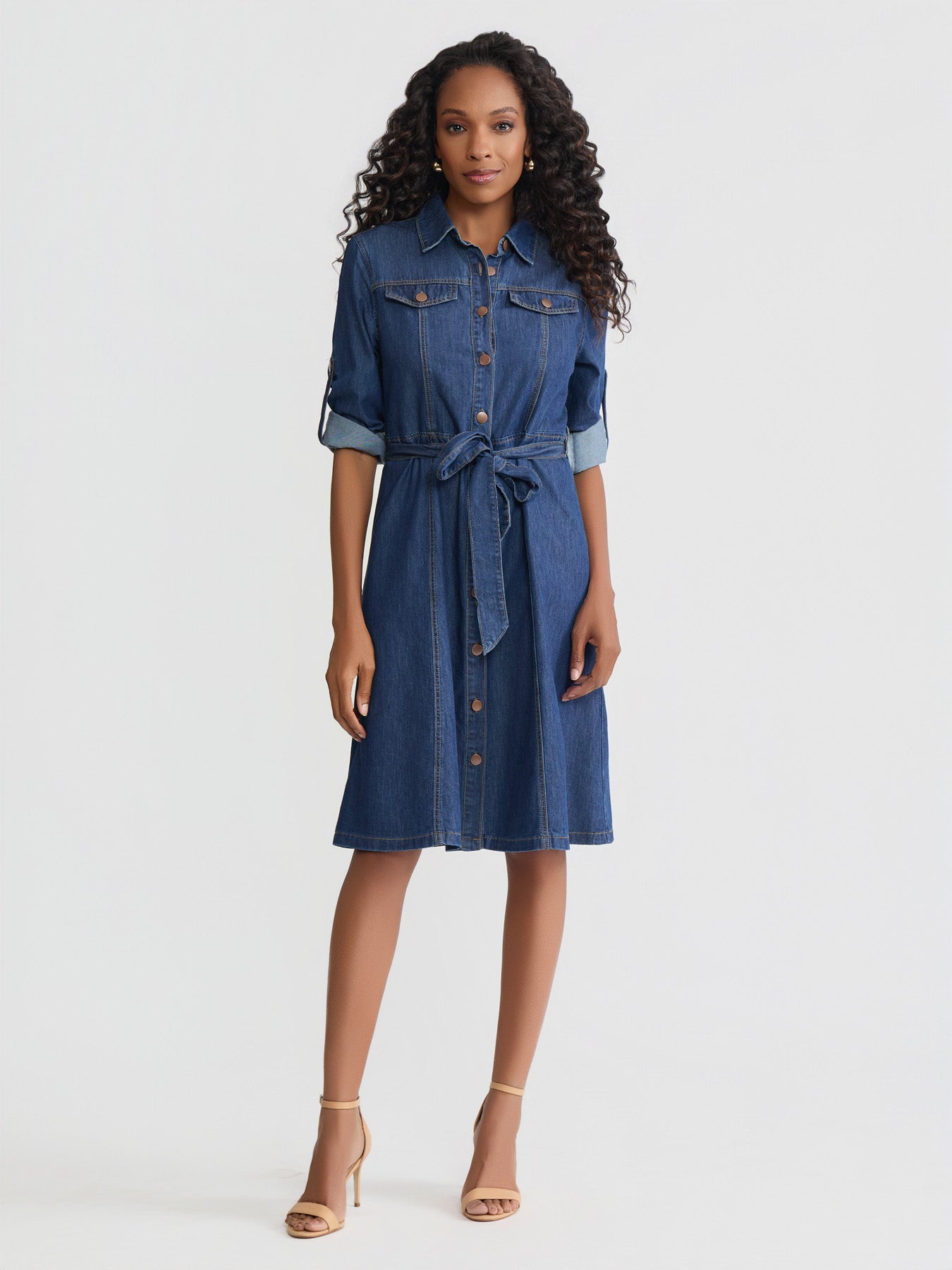 Jones New YORK Petite Long-Sleeve Shirt Dress - Aries Wash Jones New YORK Petite Long-Sleeve Shirt Dress - Aries Wash