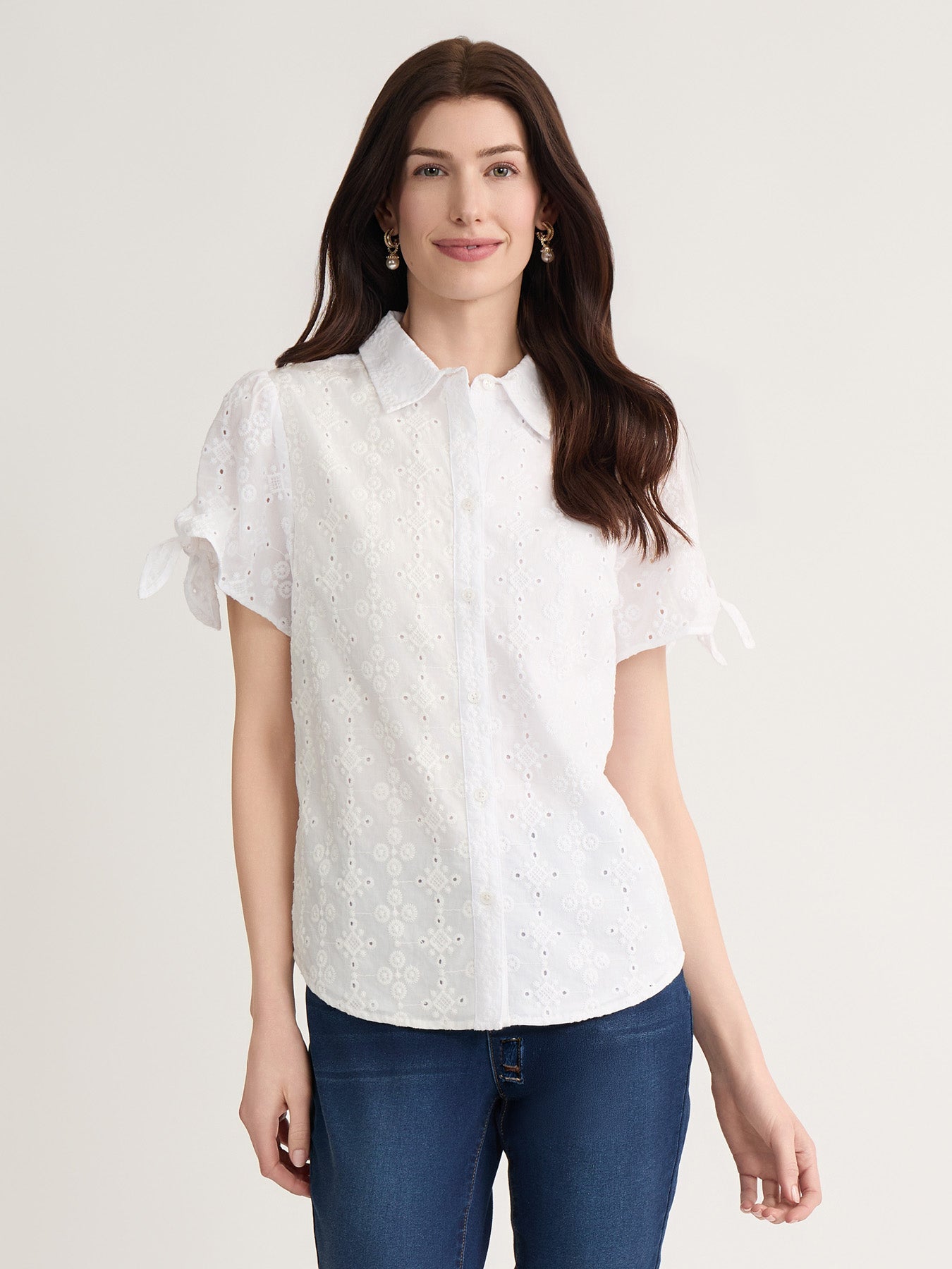 Petite Short Tie Sleeve Blouse