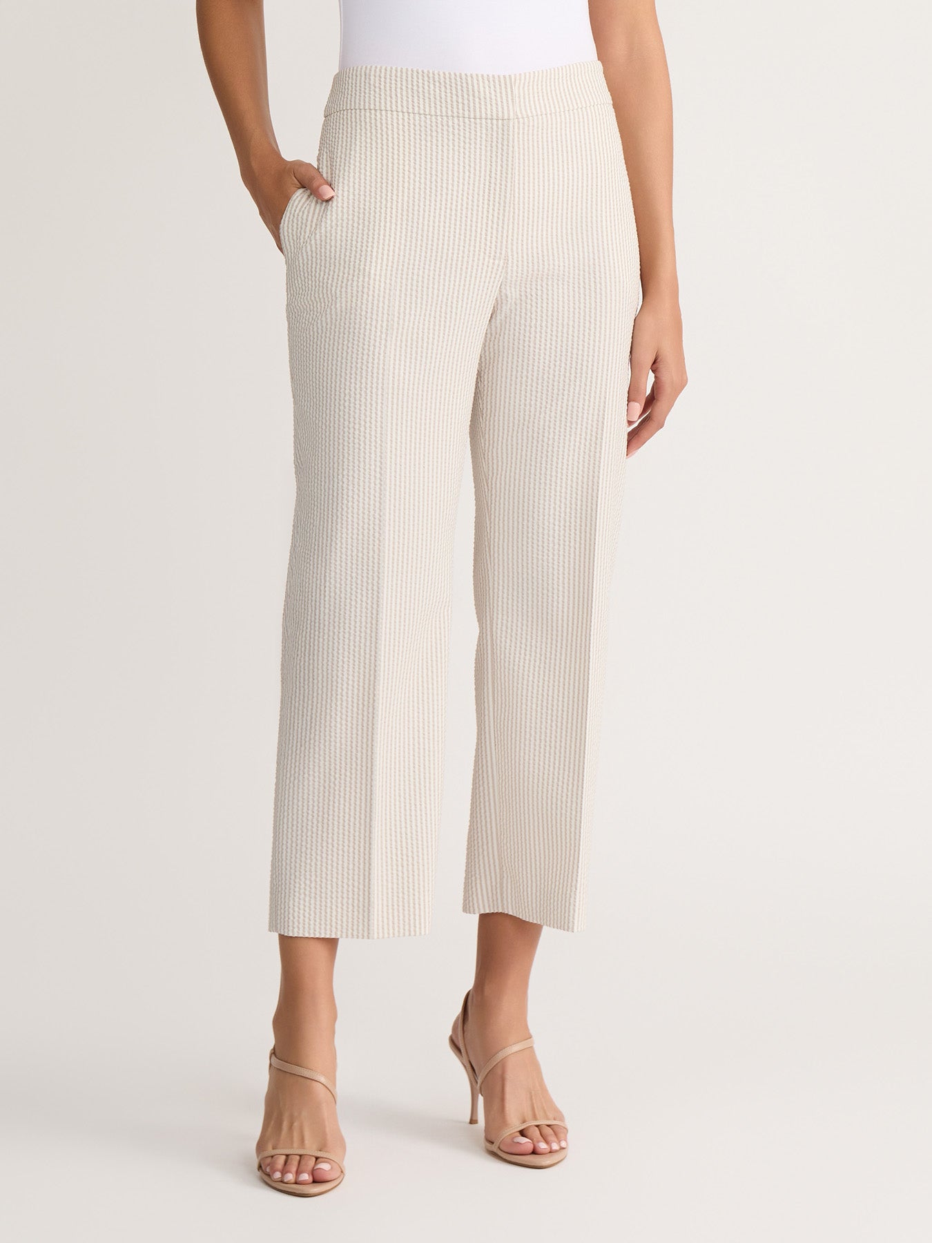 Striped Straight Leg Cropped Pant