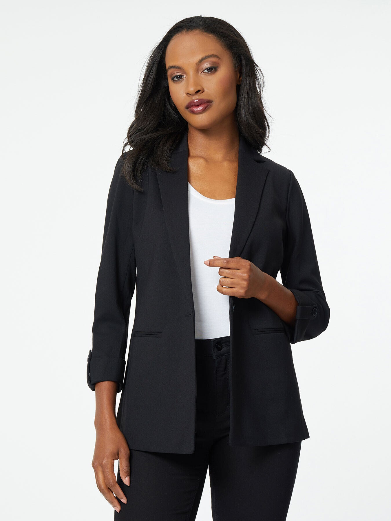 Women’s Black Blazer - Rolled Tab Sleeve Blazer | Jones New York