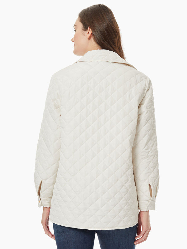 White Quilted Jacket Snap Front Jacket Jones New York