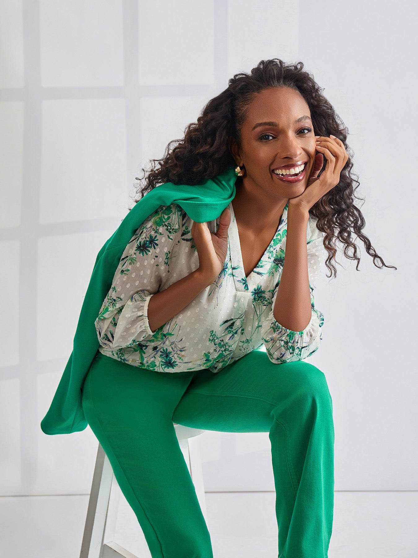 Faux Double Breasted Jacket with Back Tab