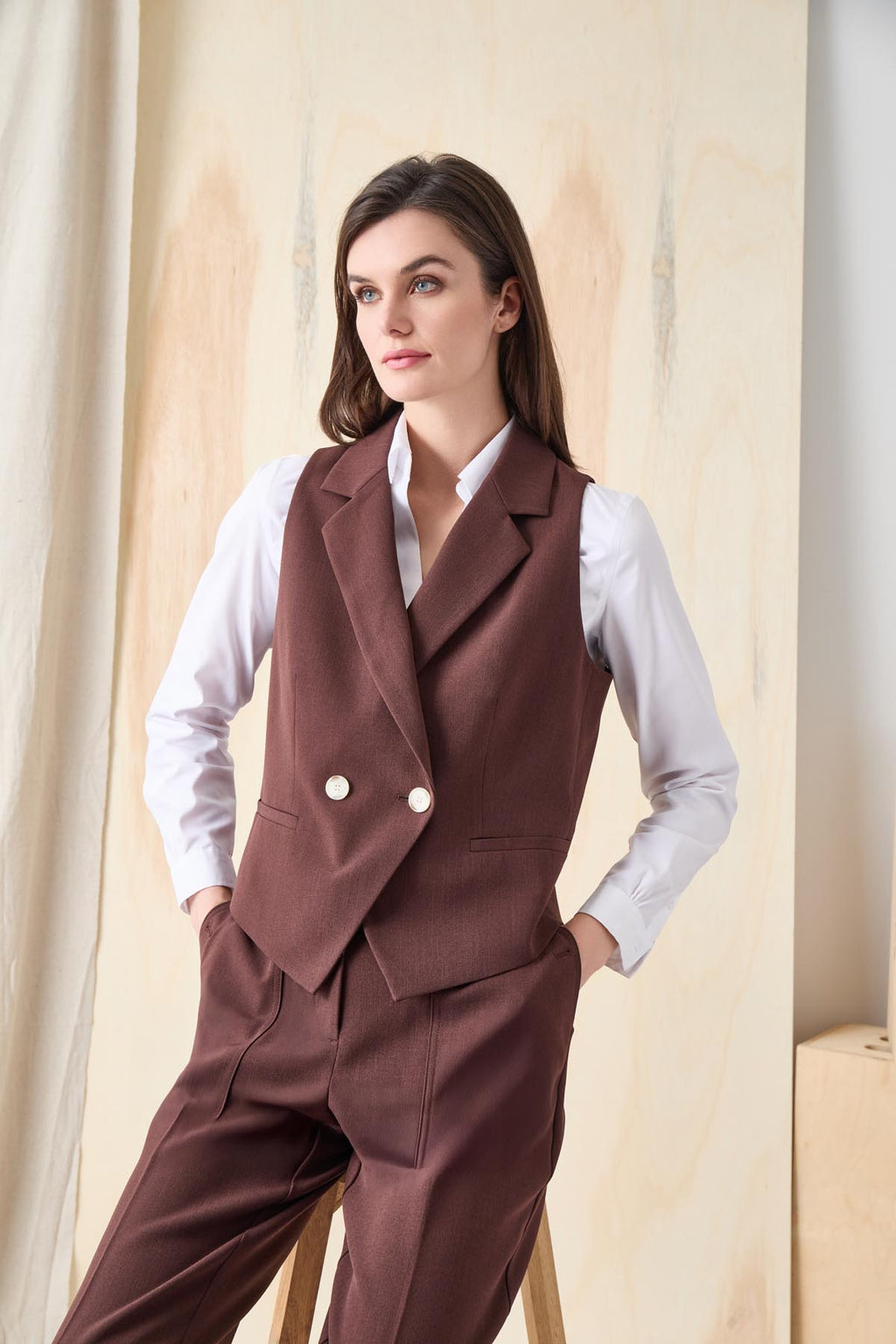 Jones New York Double-Breasted Notch Collar Vest