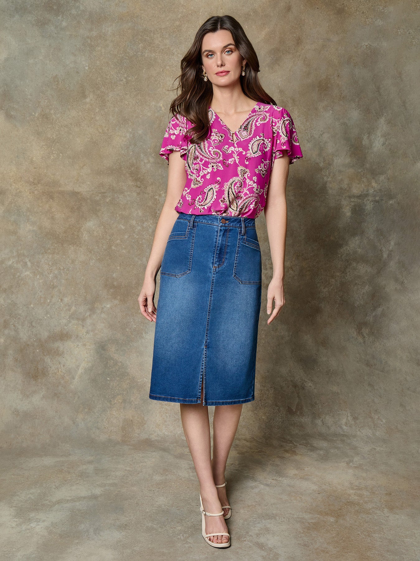 Short Flutter Sleeve Blouse