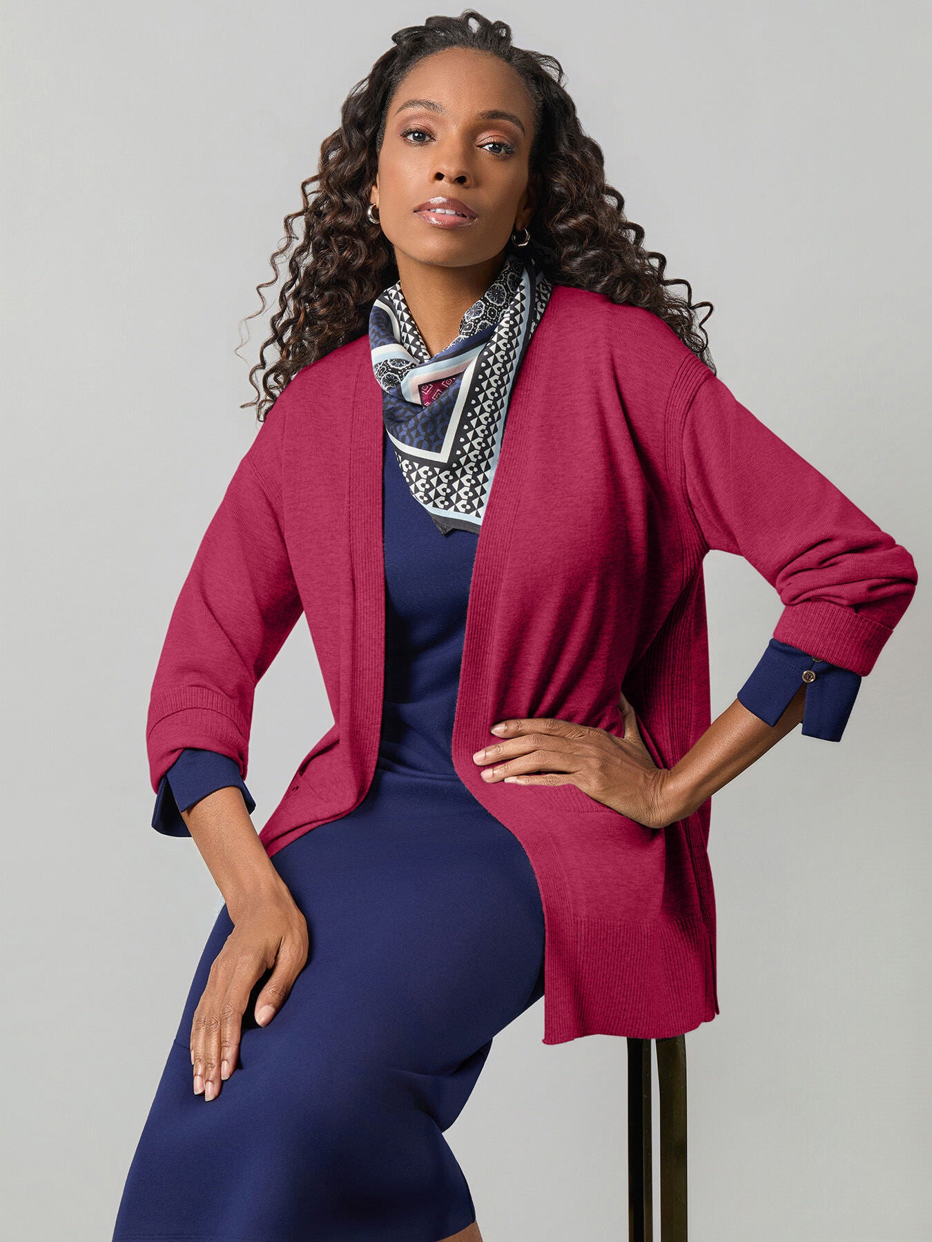 Scarf Neck Midi Dress