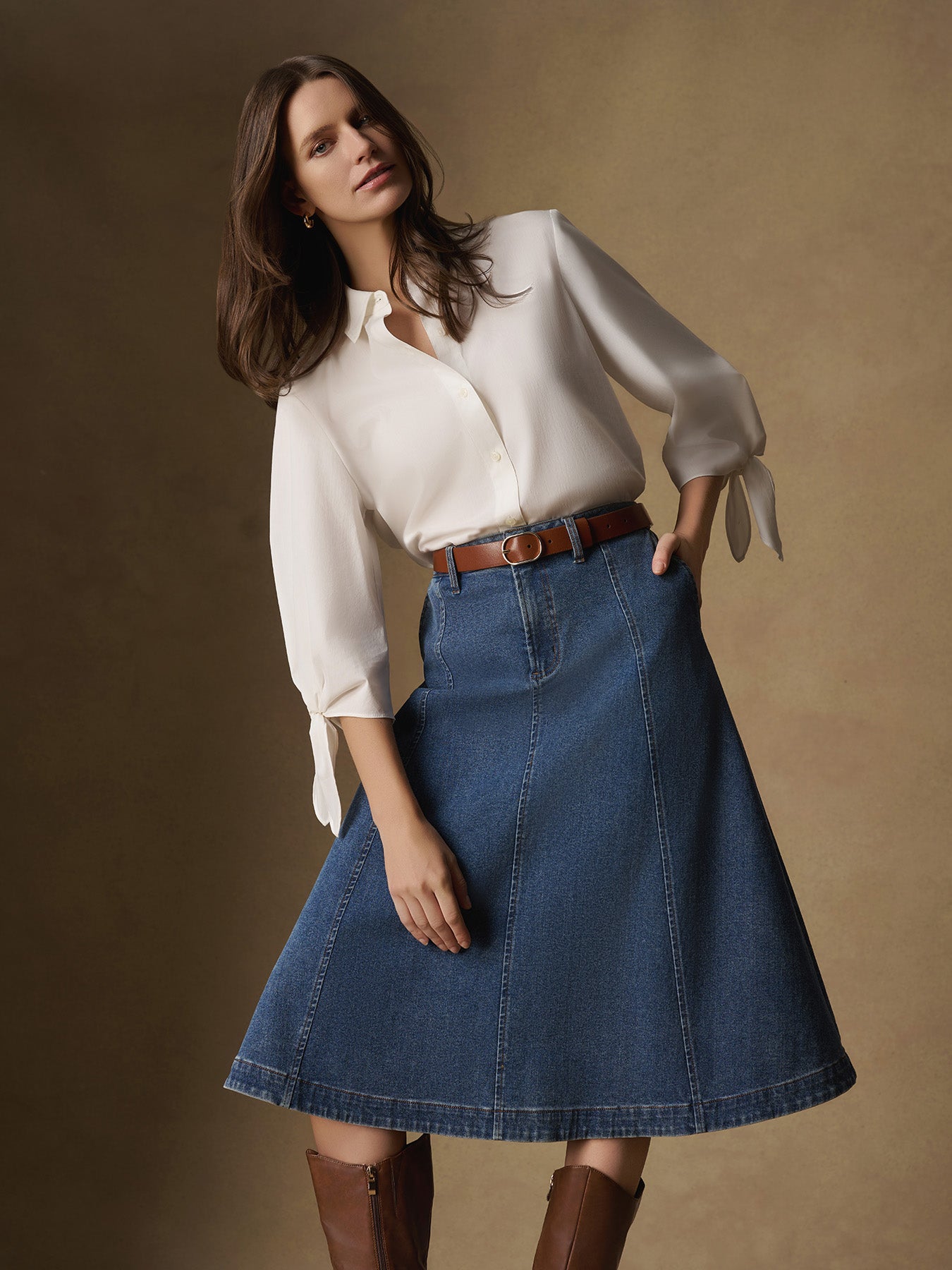 Tie Sleeve Button-Front Shirt