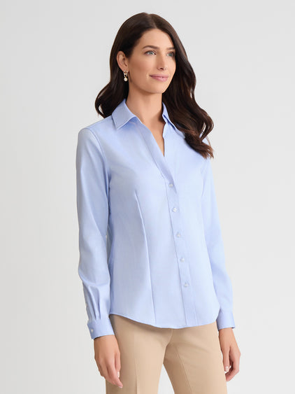 Blue Easy-Care Shirt - Button Front Shirt