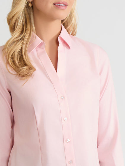 Pink Easy-Care Shirt - Button Front Shirt