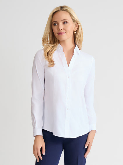Jones New York Petite Button Down Blouse - White