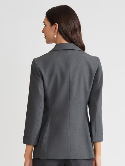 Jones New York Notch Collar Rolled Cuff Blazer - L Jones New York Notch Collar Rolled Cuff Blazer - L