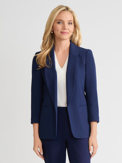 Notch Collar Blazer Women's Navy Blazer Jones New York
