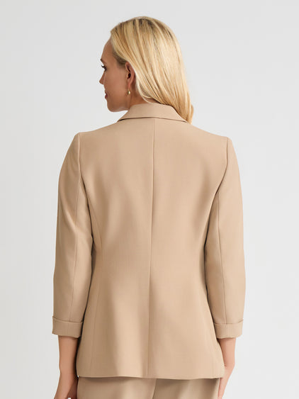 Notch Collar Blazer Tan Women's Blazer Jones New York