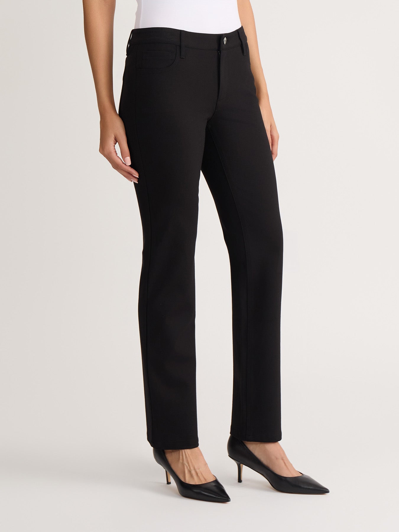 【新品】<N.ハリ>SLIM STRAIGHT SLACKS 38 BLK Lexington Modern Compression Straight Leg Pants