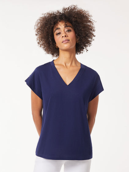 Cool Smooth V-Neck Cap Sleeve Bra Top