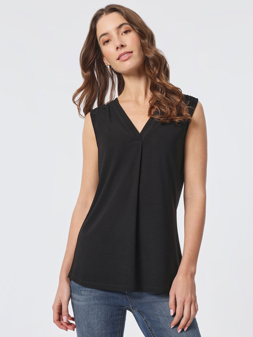 Pleat Detail Round Neck Blouse