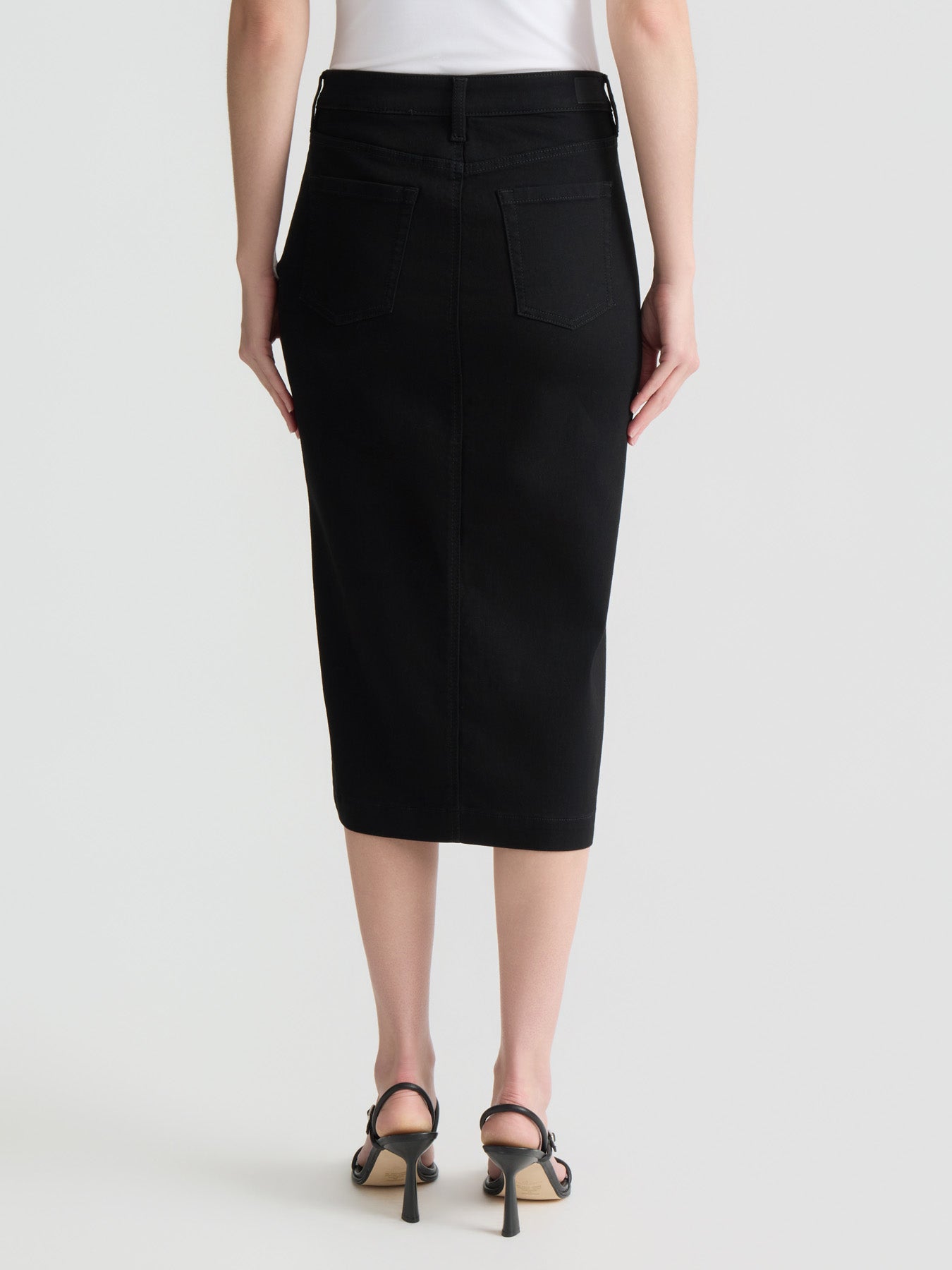 Midi Denim Front Slit Skirt