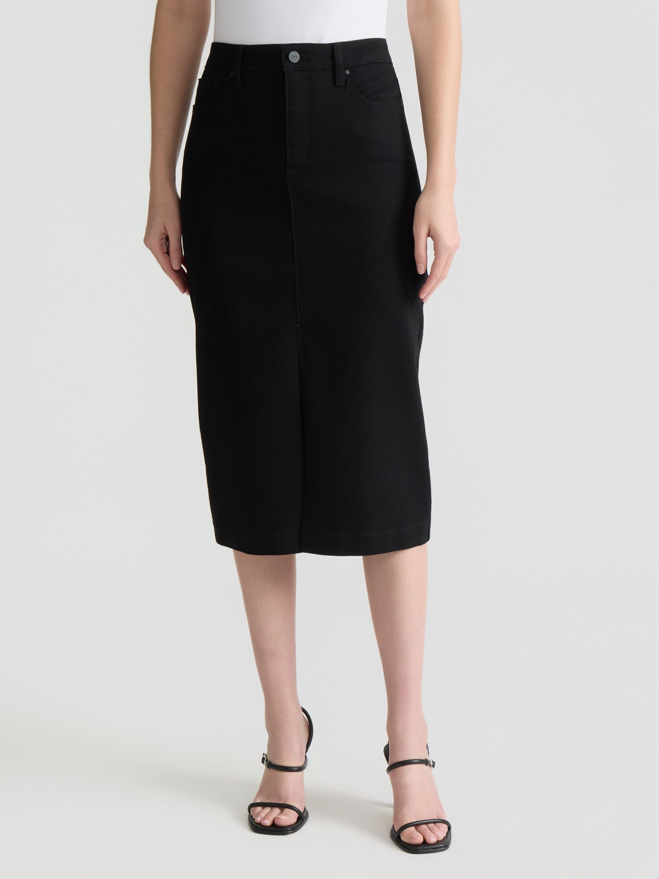 Midi Denim Front Slit Skirt