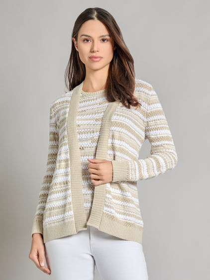 Open Front Textured Knit Cardigan