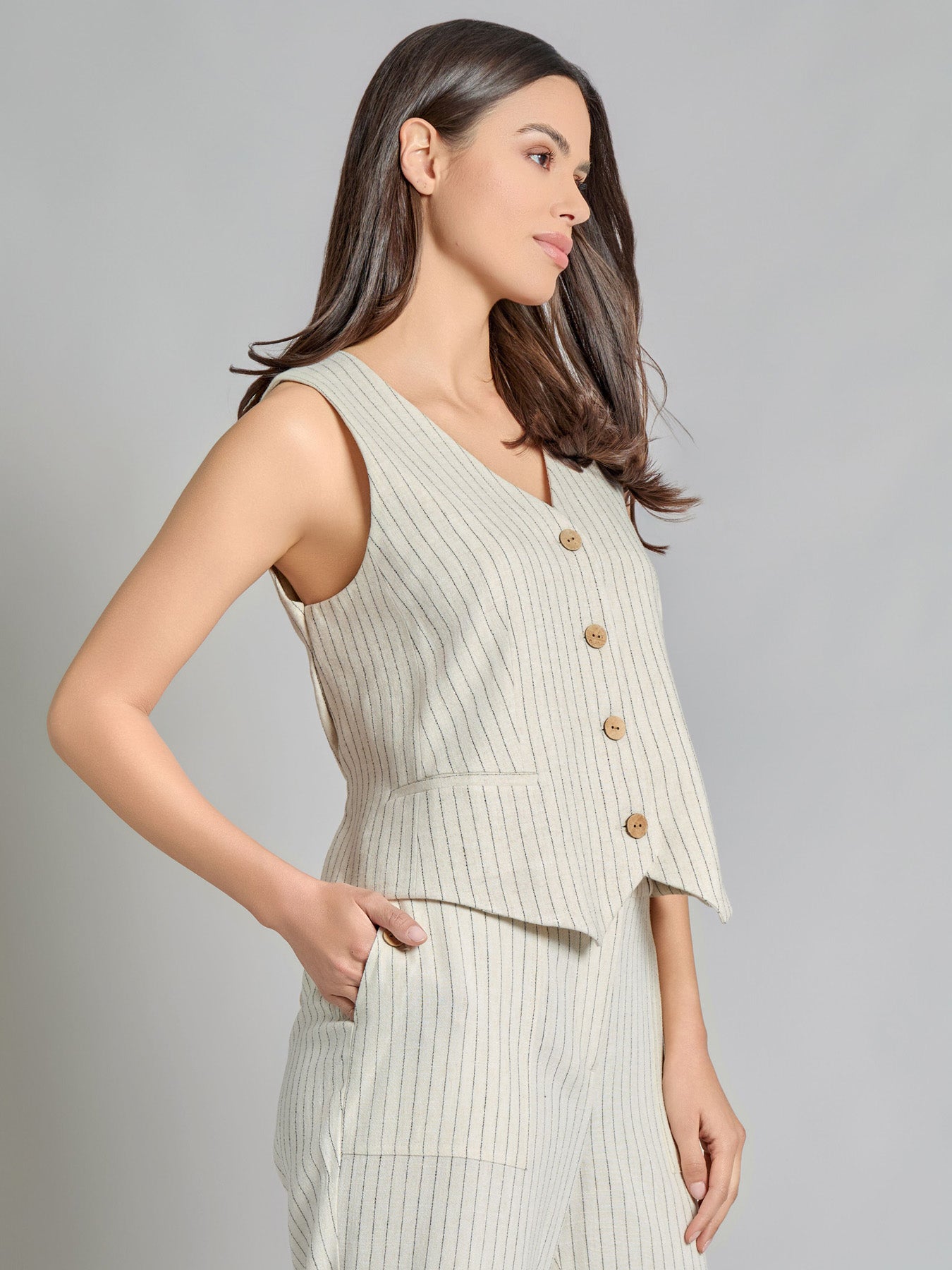 Pinstripe Vest, Viscose Blend