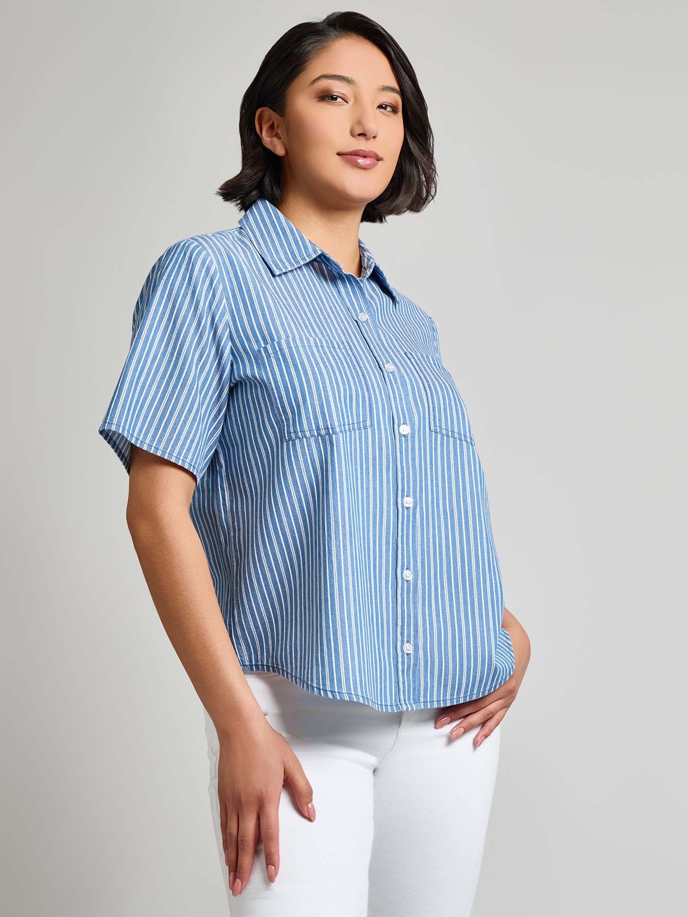 Short Sleeve Button Front Top