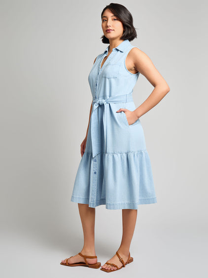 Sleeveless Belted Dress