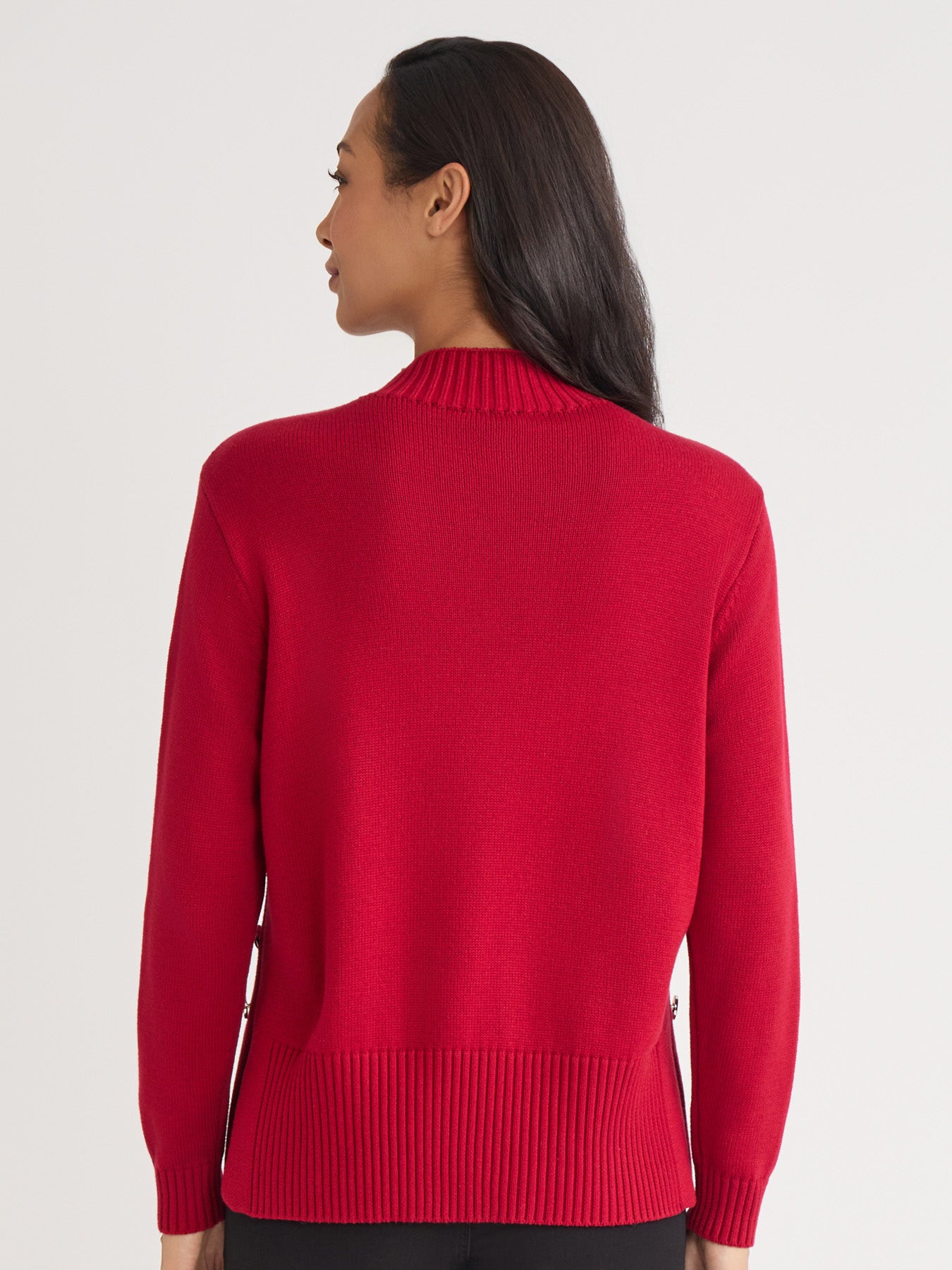 Side Button Sweater Mock Neck Sweater