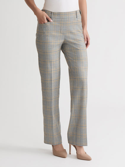 plaid dress pants women Pull On Button Tab Trouser, Glen Plaid