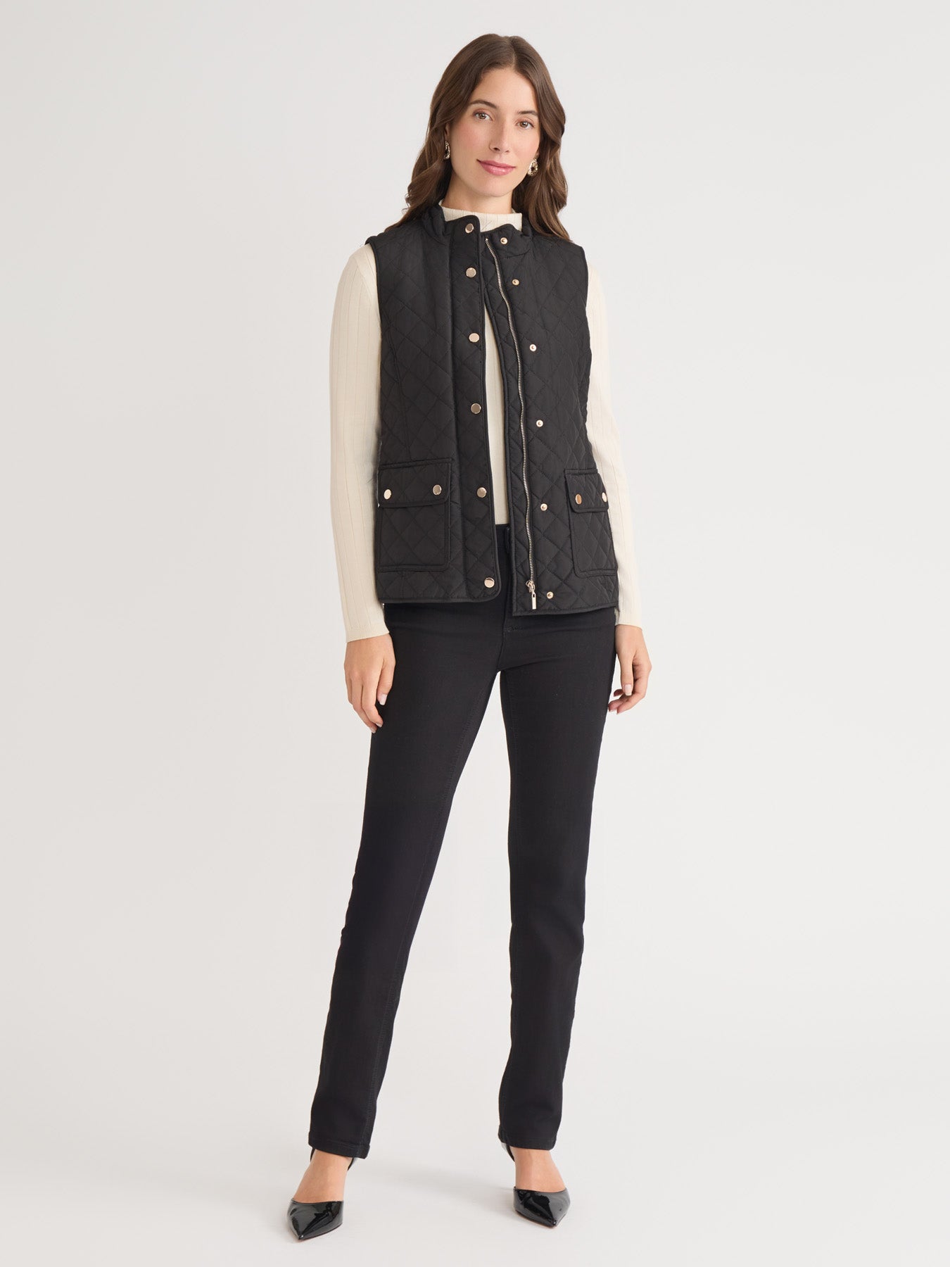 Zip-Front Quilted Vest