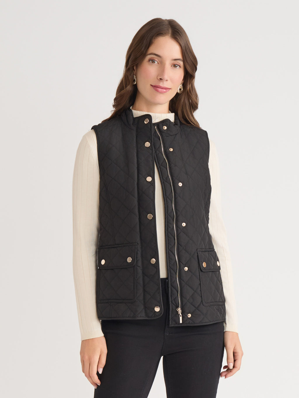 Zip-Front Quilted Vest