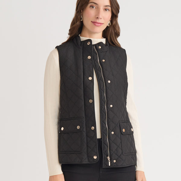 Zip-Front Quilted Vest