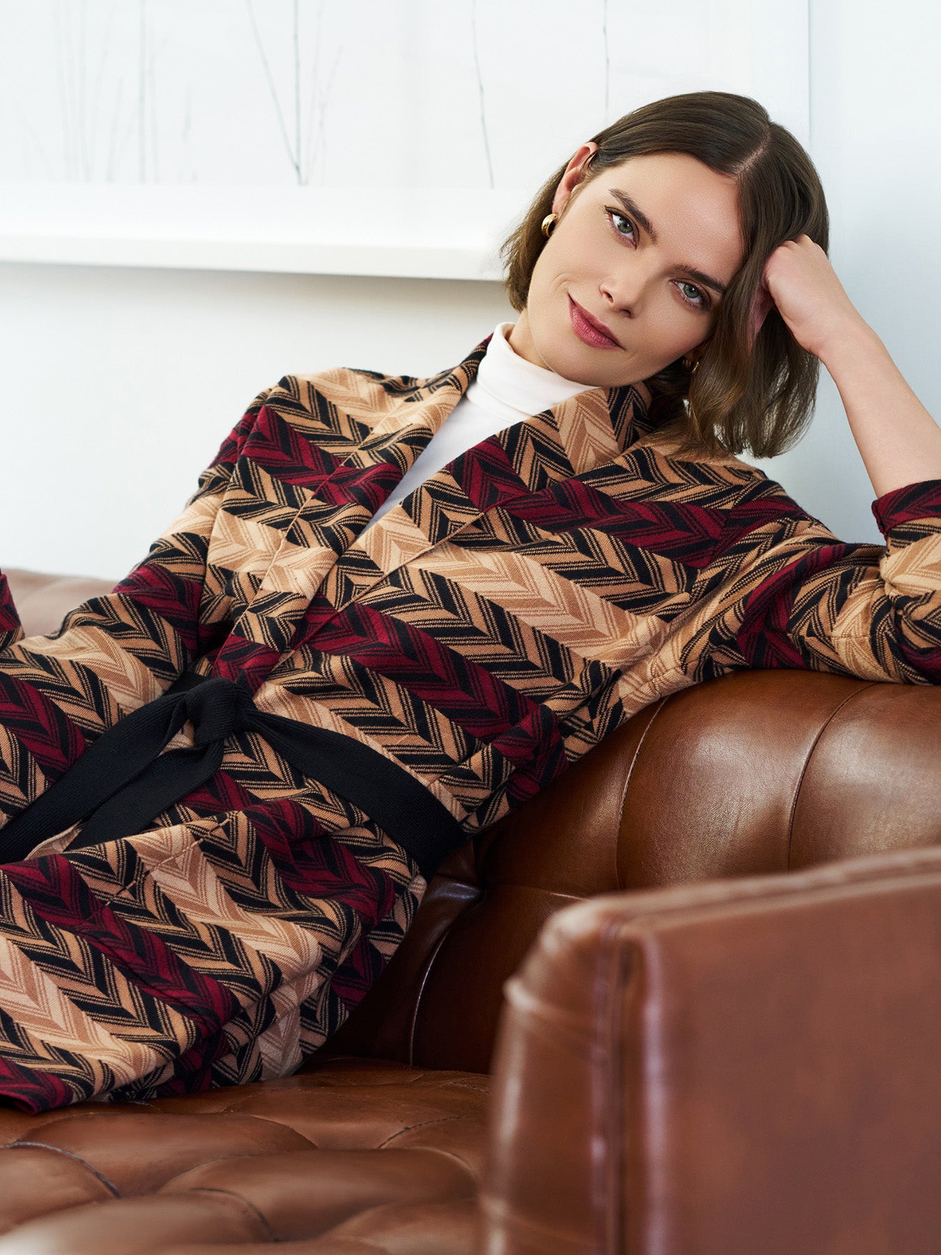 Chevron Belted Cardigan