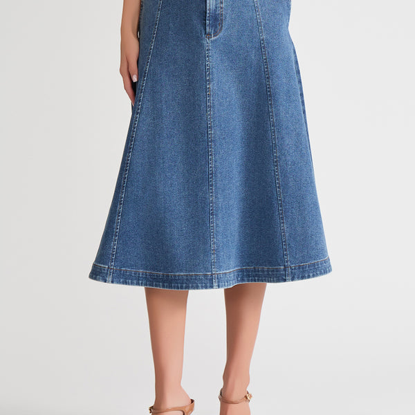 Midi Denim Circle Skirt