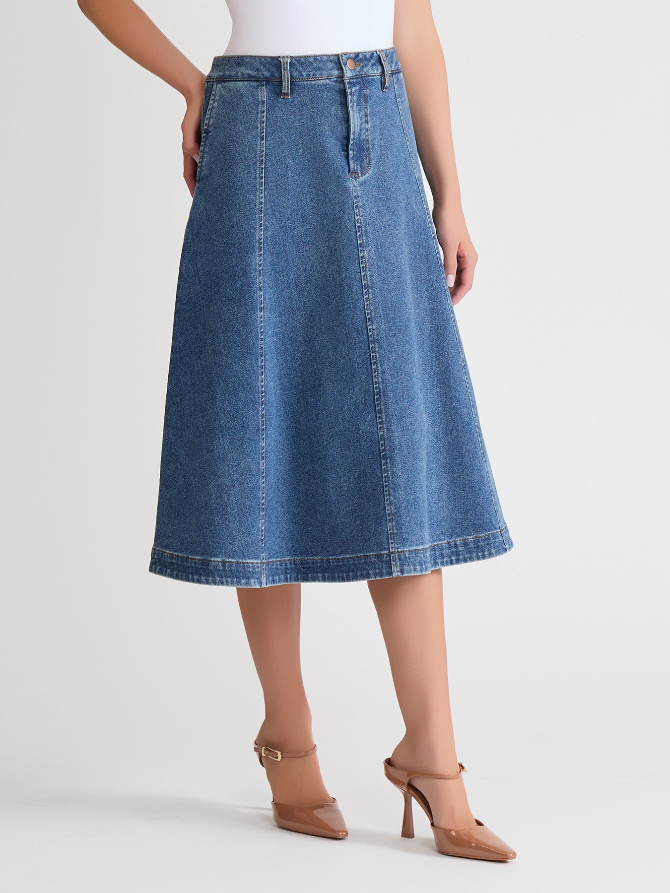 Midi Denim Circle Skirt