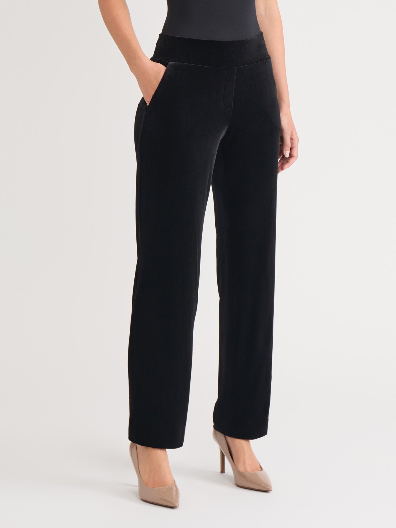 Pull-On Velour Straight Leg Pants