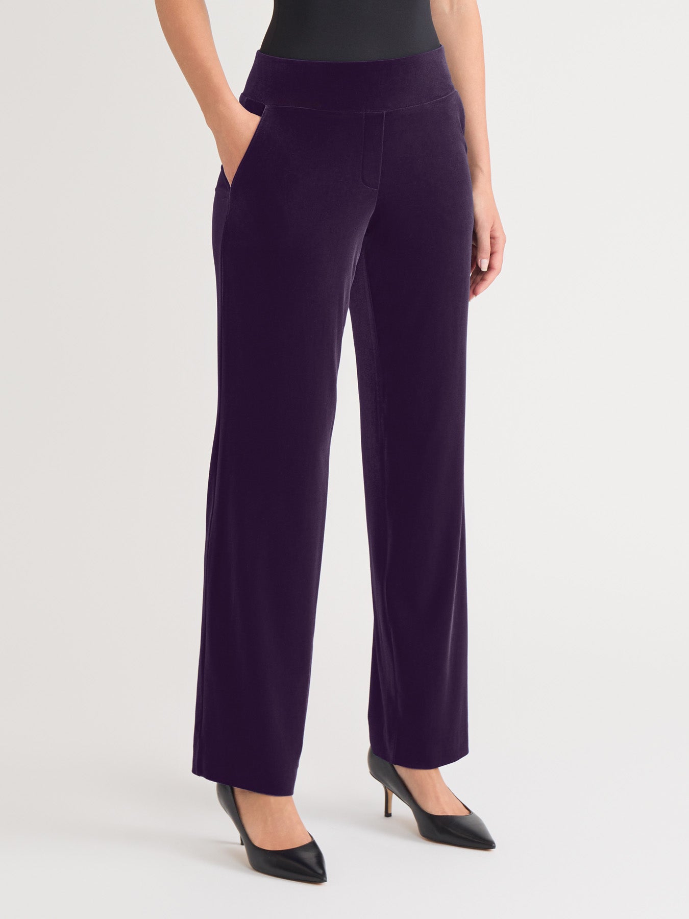 Pull-On Velour Straight Leg Pants