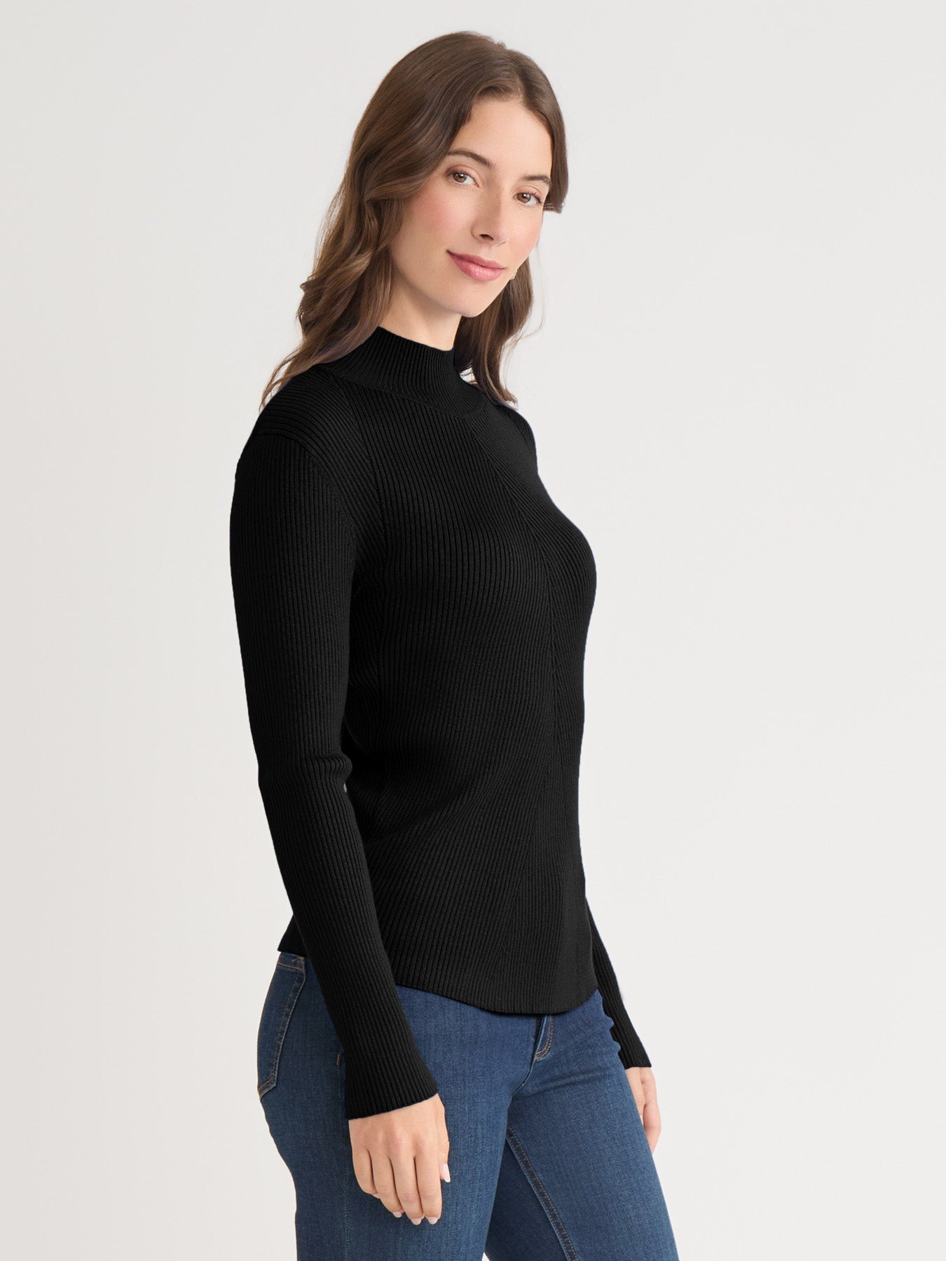 Ribbed Mock Neck Sweater