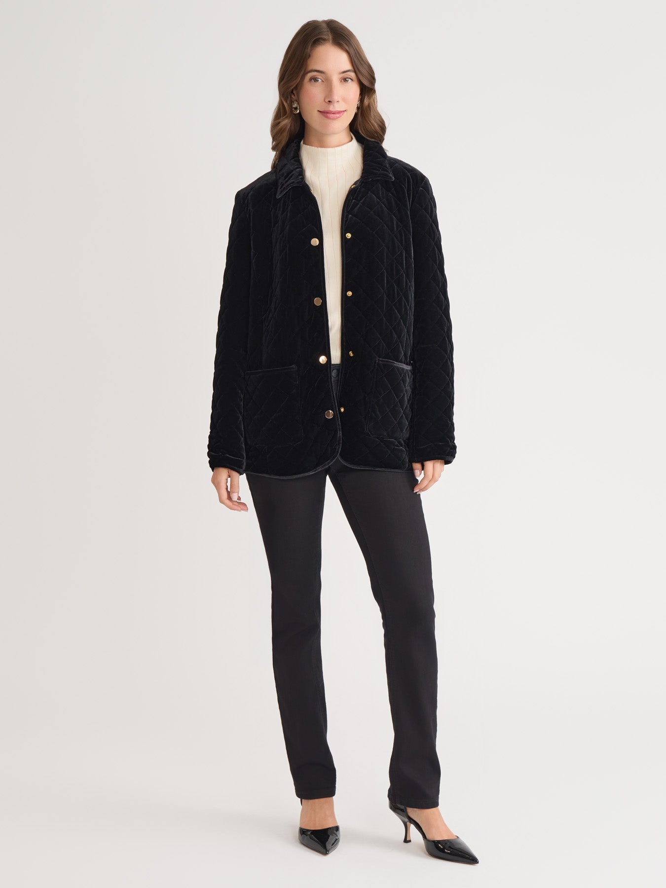 Petite Snap Front Quilted Jacket