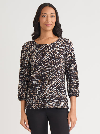 Jupe Marron Fleurie Jones New York - Taille 6 - Laine/Rayonne - Style A‑Line - Occasion Très Bon État