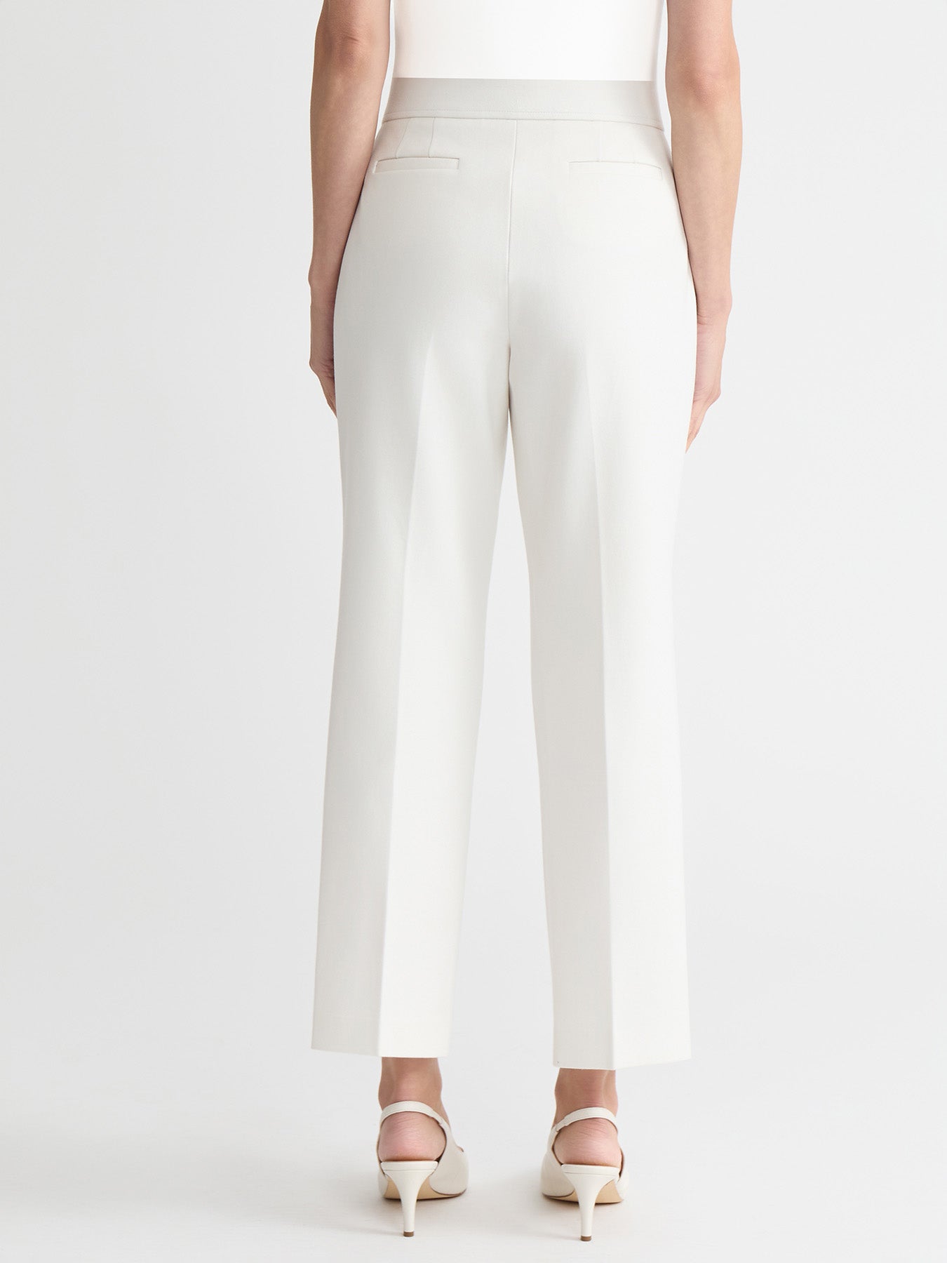 OHGA STRAIGHT PANTS ホワイトM Pull-On Pintuck Trouser