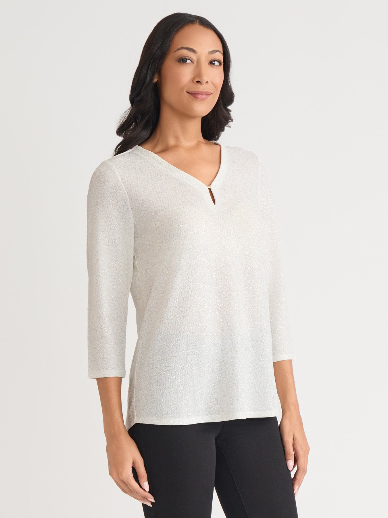Shimmer Keyhole Neckline Top