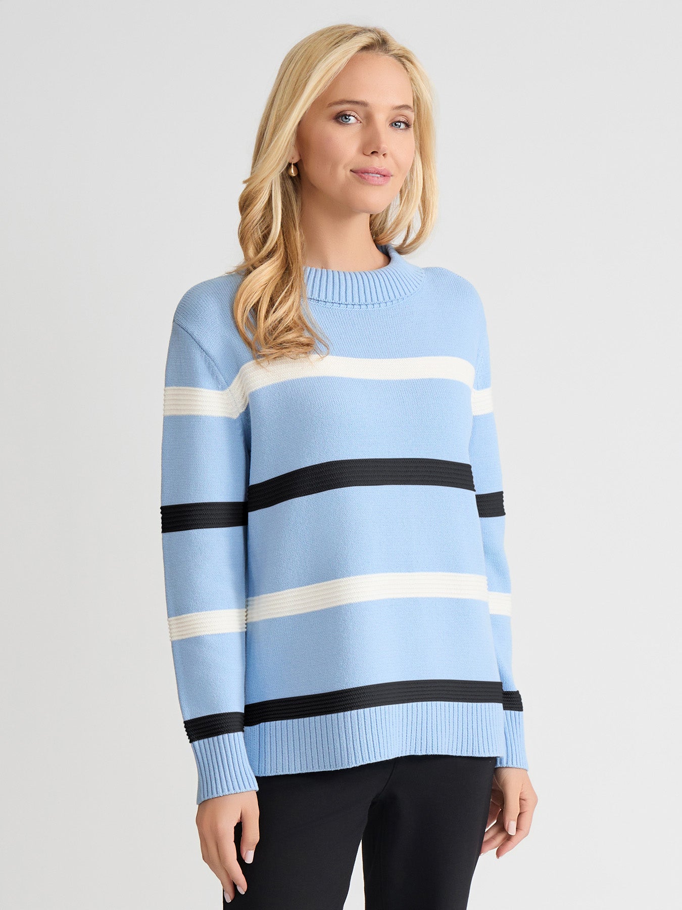 Stripe Folded Mockneck Sweater