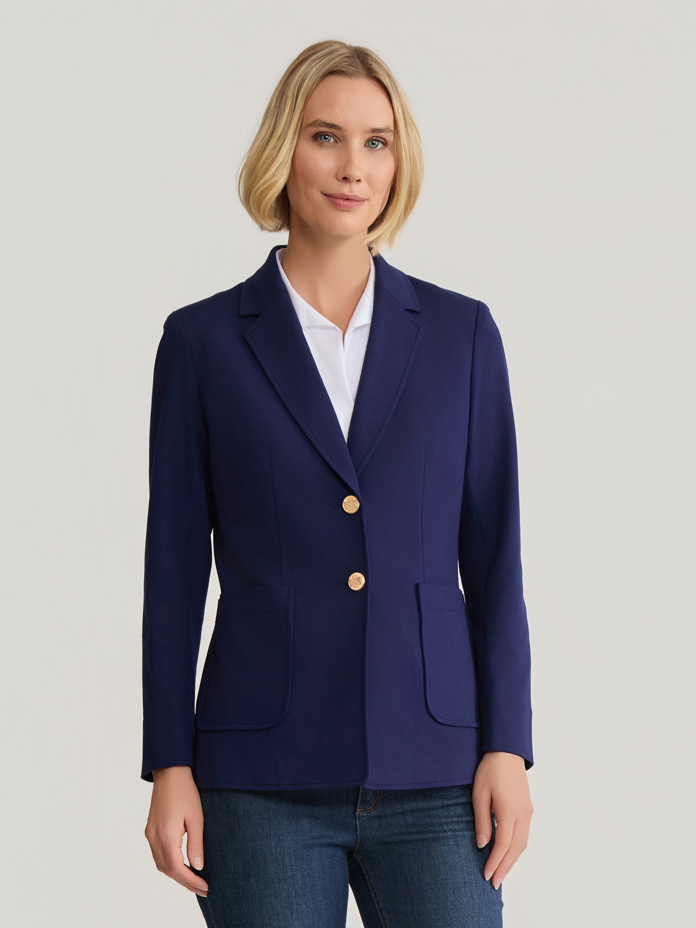 ジャケット・アウター J.PLESS DOUBLE TAILORED JACKET Navy Two Button Notch Collar Jacket