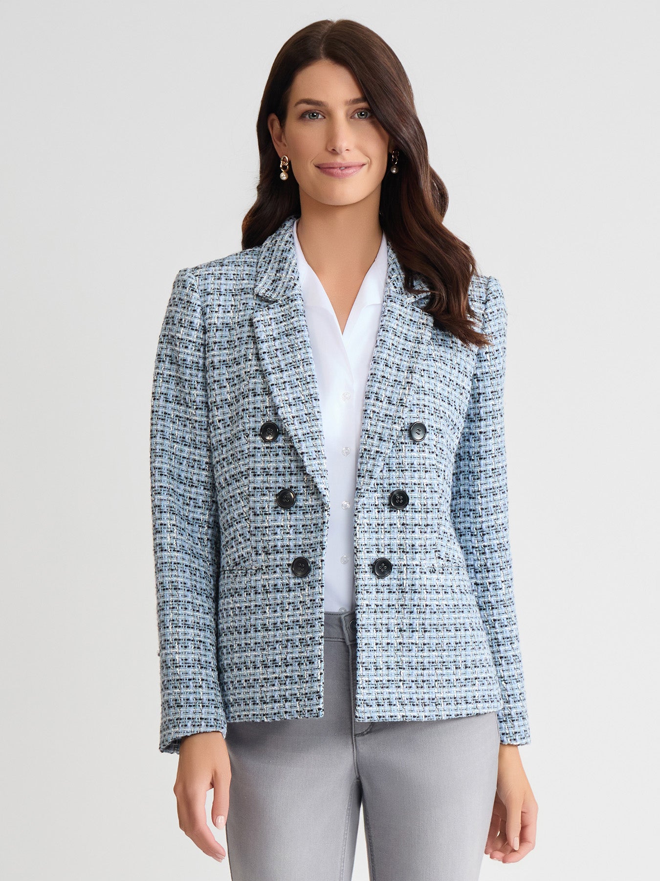 Women's Windowpane Faux-Double-Breasted Jacket main image 0