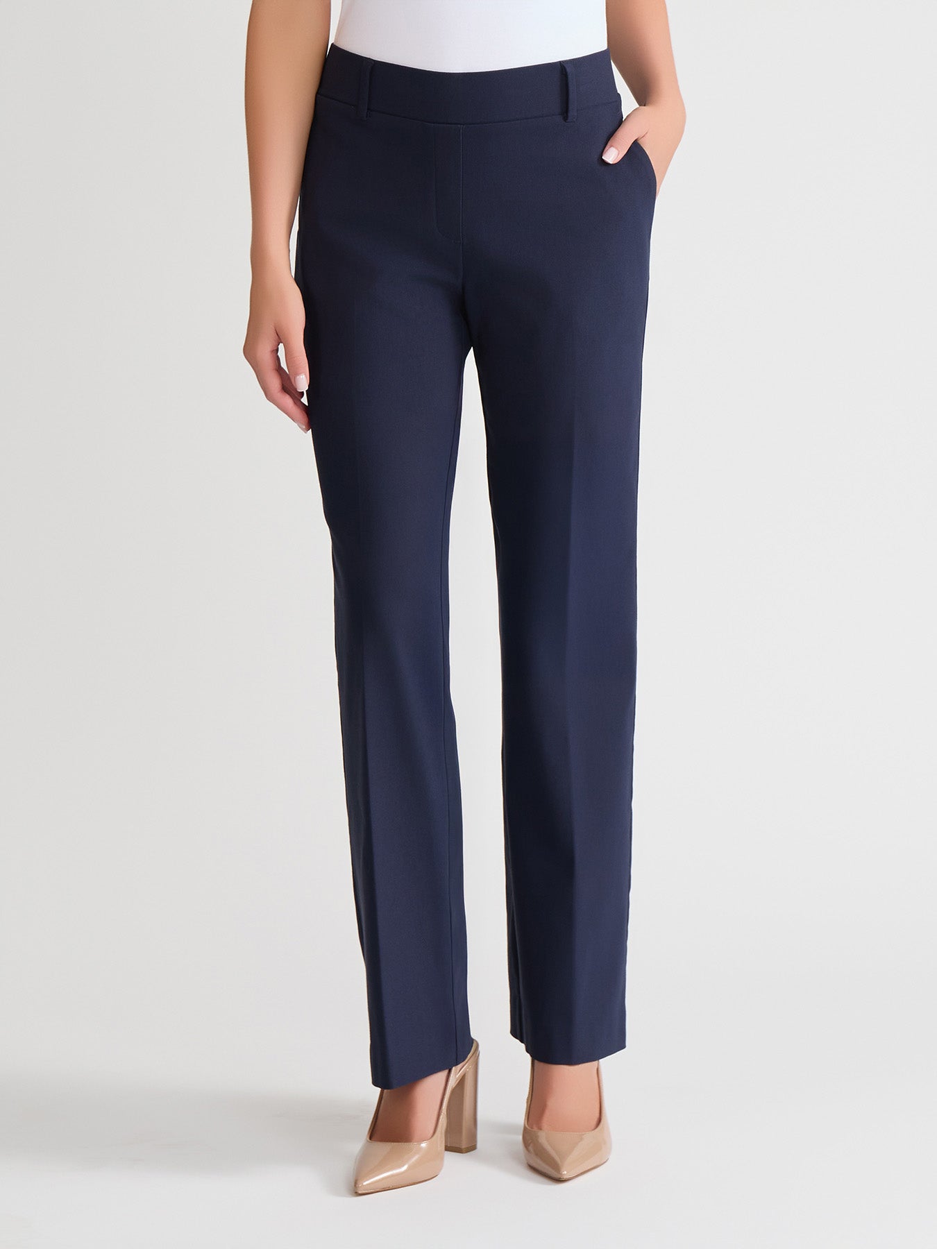 pois splash pants ネイビー　S Pull-On Slash Pocket Trouser