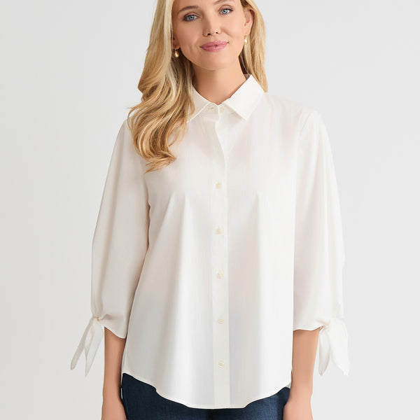 Tie Sleeve Button-Front Shirt